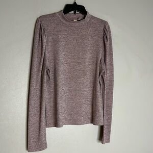 DOLAN anthro lavender metallic holiday long sleeve puff shoulder shirt women XL